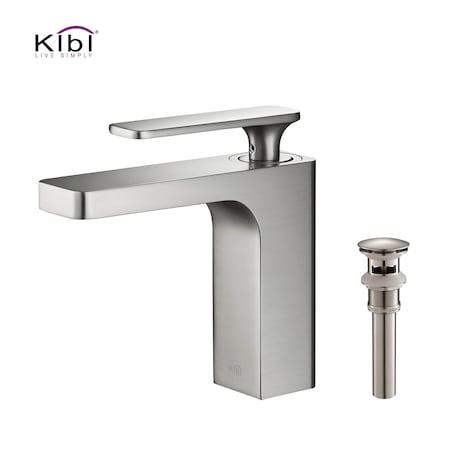 Kibi Infinity Single Handle Bathroom Vanity Sink Faucet with Pop Up Drain C-KBF1006BN-KPW100BN